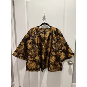 Isaac Mizrahi Live Floral Jacquard Jacket Size 2X Professional Pockets Snaps